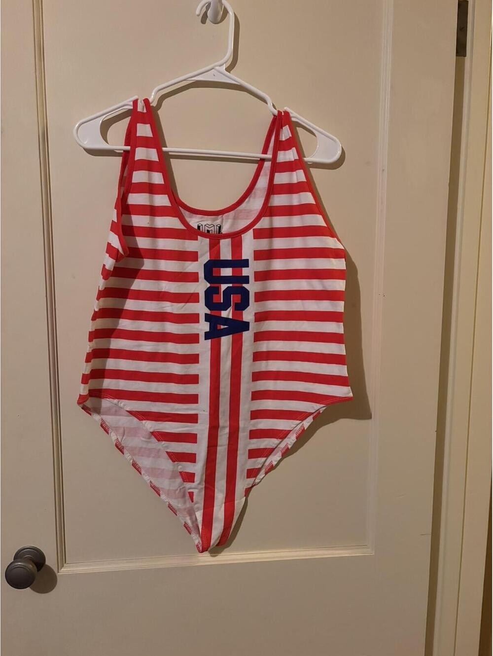 Isaac Morris USA Red White Blue Striped Body Suit XXL